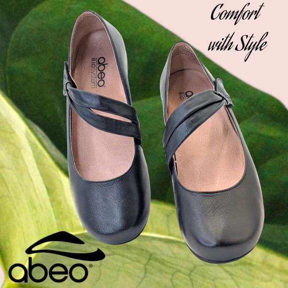 Abeo Shoes - Abeo Mary Jane Comfort Orthodics Leather Flats Black Women Size 6.5 N